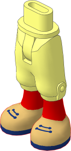 Figure Friends Hips and Legs with Cropped Trousers with Medium Nougat Legs, Tan Shoes with Dark Blue Laces and Soles Pattern
