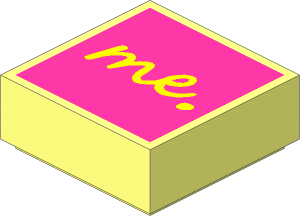 Tile  1 x  1 with Yellow "me." Script on Magenta Background Pattern