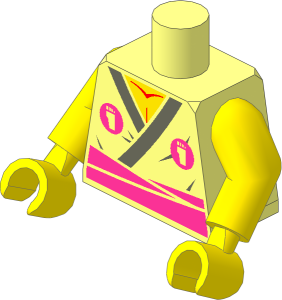 Minifig Torso with Arms and Hands with Ninja Robe with Medium Lilac Sash and Foot Clan Logos Pattern