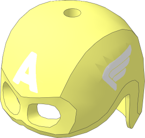 Minifig Helmet with Mask with White "A" and Wings on Sides Pattern