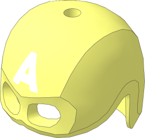 Minifig Helmet with Mask with White "A" Pattern