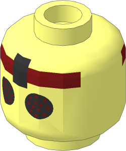 Minifig Head Robot with Mask with Silver Eyes and Dark Red Headband Pattern