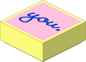 Tile  1 x  1 with Blue "you." Script on Bright Pink Background Pattern