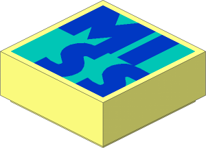Tile  1 x  1 with Blue "MISS" on Dark Turquoise Background Pattern