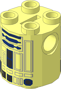 Cylinder  2 x  2 x  2 Robot Body with SW Astromech Dark Blue Lines and Backside Panels (R2-D2, 2022) Pattern