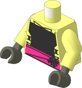 Minifig Torso with Arms and Hands with Armour and Medium Lilac Sash with Black Belts Pattern