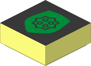 Tile  1 x  1 with Gold Badge Pattern