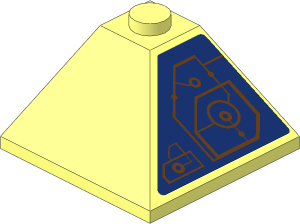 Slope Brick 33  3 x  3 Double Convex with Medium Azure Schematic Circles and Lines - Left Angle Sticker