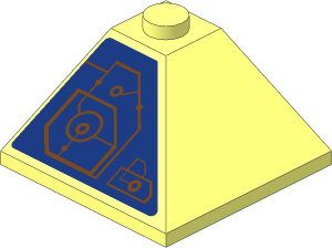 Slope Brick 33  3 x  3 Double Convex with Medium Azure Schematic Circles and Lines - Right Angle Sticker