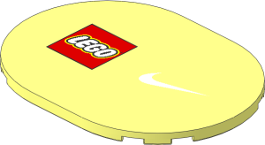Tile  6 x  8 with Rounded Ends and Lego Logo with White Nike Swoosh Pattern