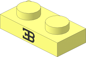 Plate  1 x  2 with Silver Bugatti Logo Pattern