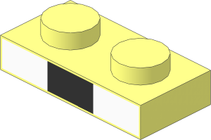 Plate  1 x  2 with White and Black Rectangles Pattern