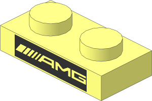 Plate  1 x  2 with AMG Logo on Silver Background Pattern