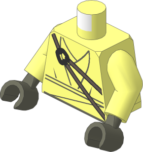 Minifig Torso with Arms and Hands with Ninja Robe with Dark Brown Belts and Scabbard on Back Pattern