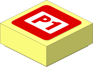 Tile  1 x  1 with Red "P1" in White Square on Red Background Sticker