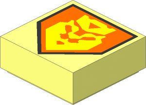 Tile  1 x  1 with Yellow King Symbol on Orange Pentagonal Shield Pattern