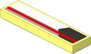 Tile  1 x  4 with Red Line on Black, Grey and White Background Right Sticker