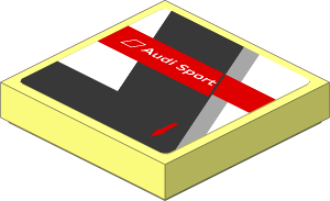 Tile  2 x  2 with "Audi Sport" Logo on Black and White Background Left Sticker