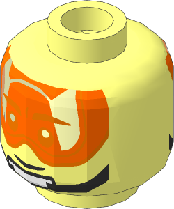 Minifig Head with SW Black Chin Strap and Orange Visor Up/Down 2-Sided Pattern