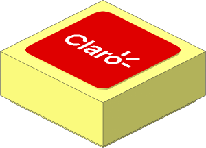Tile  1 x  1 with White Claro Logo on Red Background Sticker