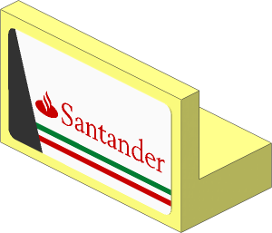 Panel  1 x  2 x  1 with Red Santander Logo and Tricolor Stripe on White Background Right Sticker