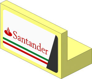Panel  1 x  2 x  1 with Red Santander Logo and Tricolor Stripe on White Background Left Sticker