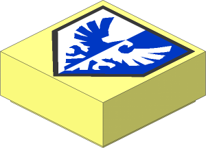 Tile  1 x  1 with Blue and White Falcon on Pentagonal Shield Pattern