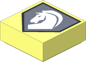 Tile  1 x  1 with White Horse on Pentagonal Shield Pattern