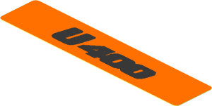 Sticker  0.8 x  3.8 Silver "U400" on Orange