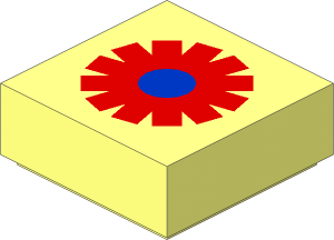 Tile  1 x  1 with Red/Blue Flower Pattern