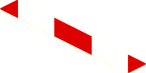 Sticker  0.8 x  5.5 Red/White Diagonal Stripes Left Up