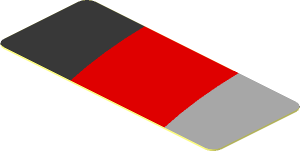 Sticker  0.8 x  1.9 with Black, Grey and Red Stripes on White Background Right