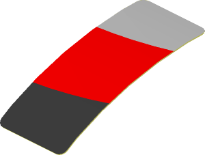 Sticker  0.8 x  1.9 with Black, Grey and Red Stripes on White Background Right (Formed)