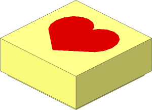 Tile  1 x  1 with Red Heart Pattern