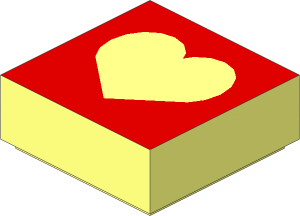 Tile  1 x  1 with Inverse Red Heart Pattern