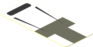 Sticker  0.8 x  1.9 with Dark Grey Lines and Black Air Vent on White Background