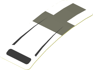 Sticker  0.8 x  1.9 with Dark Grey Lines and Black Air Vent on White Background (Formed)