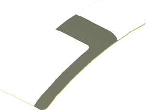 Sticker  0.8 x  1.9 with Dark Grey Lines on White Background Back Right (Formed)