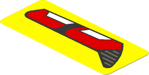 Sticker  0.8 x  1.9 with Red and White Taillamp on Yellow Background Right