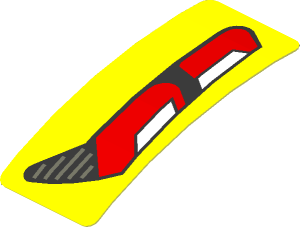 Sticker  0.8 x  1.9 with Red and White Taillamp on Yellow Background Right (Formed)