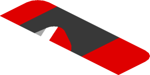~Sticker  0.8 x  1.9 with Black Arc on Red Background Right - First Face