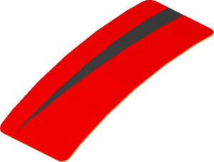 Sticker  0.8 x  1.9 with Black Arc on Red Background Left (Formed)