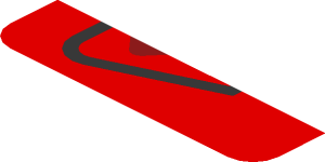~Sticker  0.8 x  1.9 with Black Arc on Red Background Right - Sixth Face