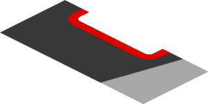 ~Sticker  0.8 x  1.9 with Red "P1" and Grey Triangle on Black Background Right - Third Face