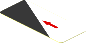 Sticker  0.8 x  1.9 with Red Arrow and Black Triangle on White Background Right