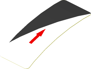 Sticker  0.8 x  1.9 with Red Arrow and Black Triangle on White Background Right (Formed)