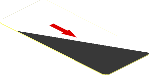 Sticker  0.8 x  1.9 with Red Arrow and Black Triangle on White Background Left