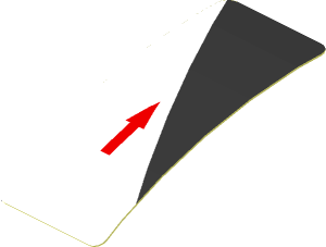 Sticker  0.8 x  1.9 with Red Arrow and Black Triangle on White Background Left (Formed)