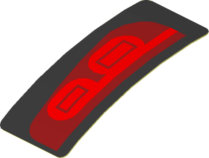 Sticker  0.8 x  1.9 with Red Taillamp on Black Background Left (Formed)