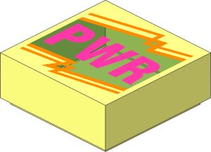 Tile  1 x  1 with Magenta "PWR" on Bright Light Yellow Background Pattern